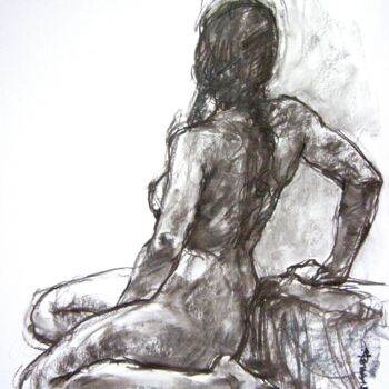 Drawing titled "fusain 50/65 2011 99" by Christian Rolland, Original Artwork, Charcoal