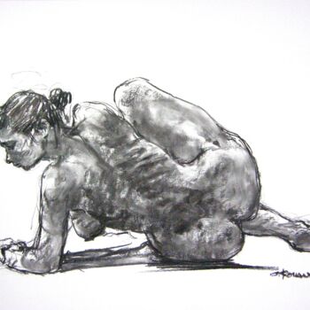 Drawing titled "fusain 50/65 2011 1…" by Christian Rolland, Original Artwork, Charcoal