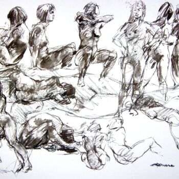 Drawing titled "fusain 50/65 2011 6…" by Christian Rolland, Original Artwork, Charcoal