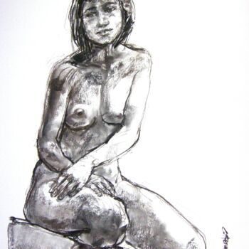 Desenho intitulada "fusain 50/65 2011 6…" por Christian Rolland, Obras de arte originais, Carvão