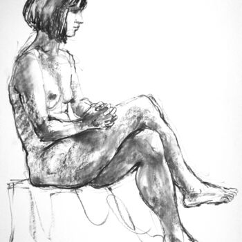 Drawing titled "fusain 50/65 2011 69" by Christian Rolland, Original Artwork, Charcoal