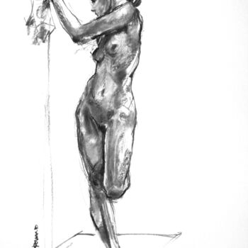 Disegno intitolato "fusain 50/65 2011 1…" da Christian Rolland, Opera d'arte originale, Carbone