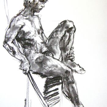 Desenho intitulada "fusain 50/65 2011 1…" por Christian Rolland, Obras de arte originais, Carvão