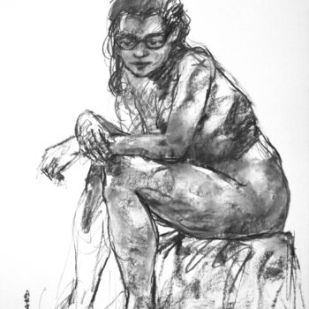 Desenho intitulada "fusain 50/65 2011 1…" por Christian Rolland, Obras de arte originais, Carvão