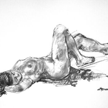 Drawing titled "fusain 50/65 2011 1…" by Christian Rolland, Original Artwork, Charcoal