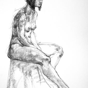 Drawing titled "fusain 50/65 2011 1…" by Christian Rolland, Original Artwork, Charcoal