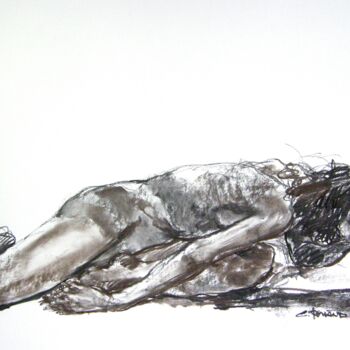 Σχέδιο με τίτλο "fusain 50/65 2011 1…" από Christian Rolland, Αυθεντικά έργα τέχνης, Κάρβουνο