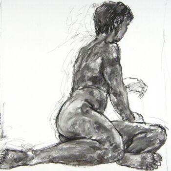 Drawing titled "fusain 50/65 2011 1…" by Christian Rolland, Original Artwork, Charcoal