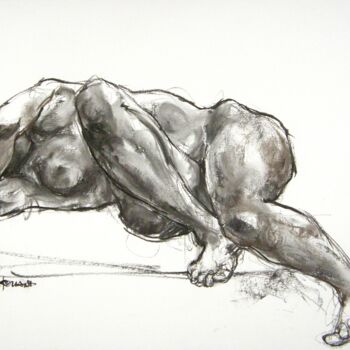 Tekening getiteld "fusain 50/65 2011 2…" door Christian Rolland, Origineel Kunstwerk, Houtskool