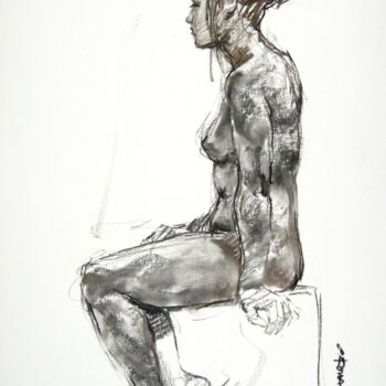 Desenho intitulada "fusain 50/65 2011 2…" por Christian Rolland, Obras de arte originais, Carvão