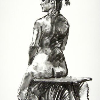 Drawing titled "fusain 50/65 2012 8" by Christian Rolland, Original Artwork, Charcoal