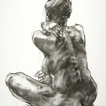 Drawing titled "fusain 50/65 2012 1" by Christian Rolland, Original Artwork, Charcoal