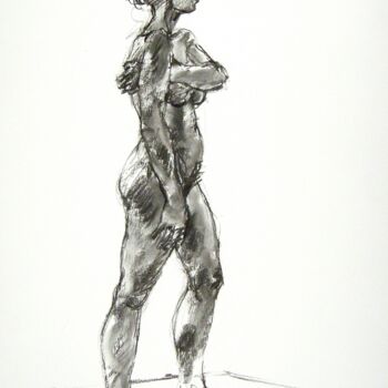 Drawing titled "fusain 50/65 2012 10" by Christian Rolland, Original Artwork, Charcoal