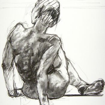 Drawing titled "fusain 50/65 2012 12" by Christian Rolland, Original Artwork, Charcoal