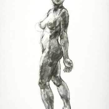 Drawing titled "fusain 50/65 2012 14" by Christian Rolland, Original Artwork, Charcoal