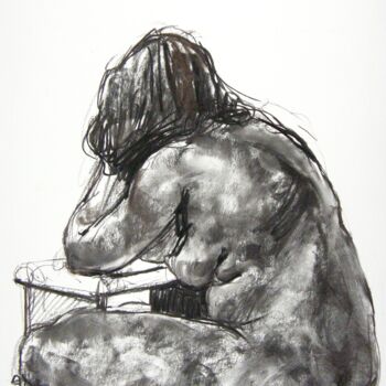 Drawing titled "fusain 50/65 2012 18" by Christian Rolland, Original Artwork, Charcoal