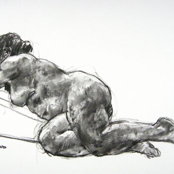 Drawing titled "fusain 50/65 2012 19" by Christian Rolland, Original Artwork, Charcoal