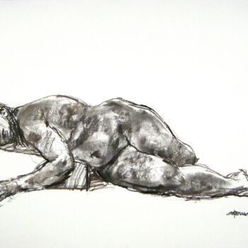 Drawing titled "fusain 50/65 2012 21" by Christian Rolland, Original Artwork, Charcoal