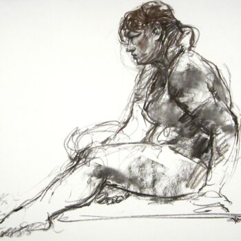 Drawing titled "fusain 50/65 2012 22" by Christian Rolland, Original Artwork, Charcoal