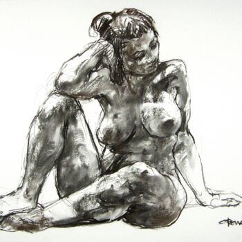 Drawing titled "fusain 50/65 2012 23" by Christian Rolland, Original Artwork, Charcoal