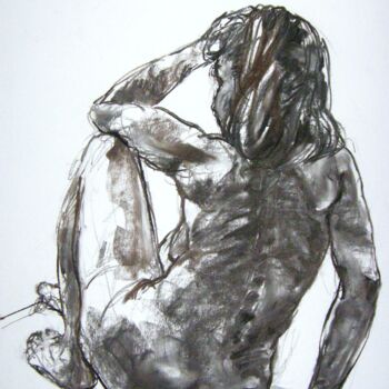 Drawing titled "fusain 50/65 2012 24" by Christian Rolland, Original Artwork, Charcoal