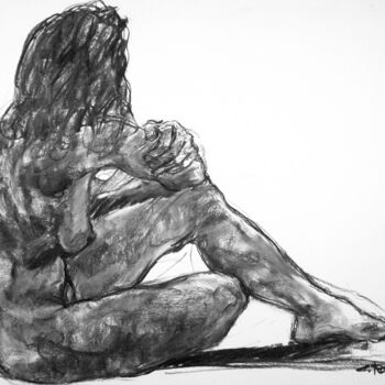 Drawing titled "fusain 50/65 2012 28" by Christian Rolland, Original Artwork, Charcoal