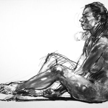 Рисунок под названием "fusain 50/65 2012 33" - Christian Rolland, Подлинное произведение искусства, Древесный уголь