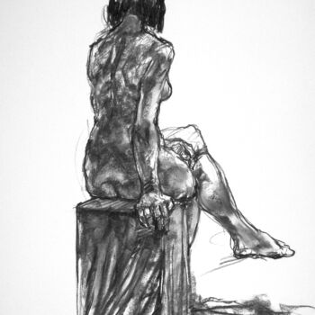 Drawing titled "fusain 50/65 2012 34" by Christian Rolland, Original Artwork, Charcoal