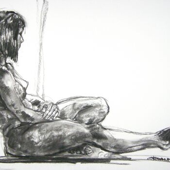 Desenho intitulada "fusain 50/65 2012 37" por Christian Rolland, Obras de arte originais, Carvão