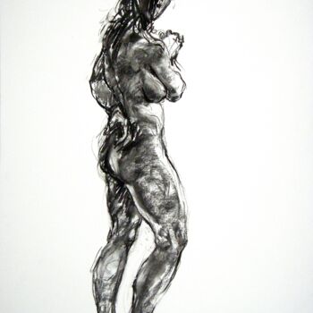 Drawing titled "fusain 50/65 2012 38" by Christian Rolland, Original Artwork, Charcoal