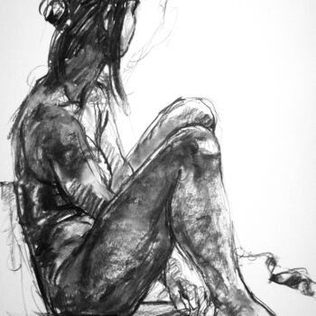 Drawing titled "fusain 50/65 2012 43" by Christian Rolland, Original Artwork, Charcoal