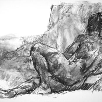 Drawing titled "fusain 50/65 2012 48" by Christian Rolland, Original Artwork, Charcoal
