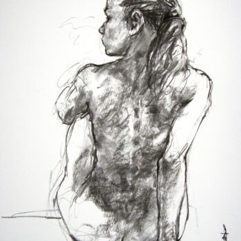 Drawing titled "fusain 50/65 2012 49" by Christian Rolland, Original Artwork, Charcoal
