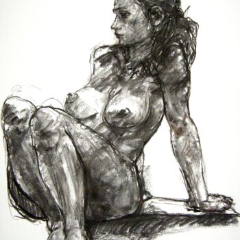 Drawing titled "fusain 50/65 2012 51" by Christian Rolland, Original Artwork, Charcoal