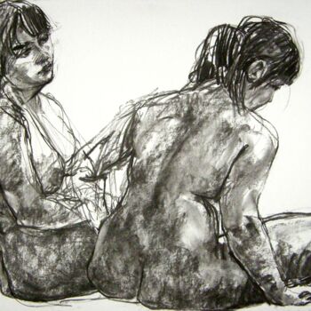 Drawing titled "fusain 50/65 2012 54" by Christian Rolland, Original Artwork, Charcoal