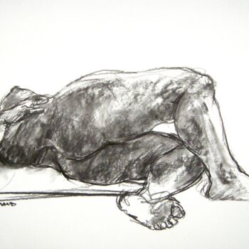 Drawing titled "fusain 50/65 2012 56" by Christian Rolland, Original Artwork, Charcoal