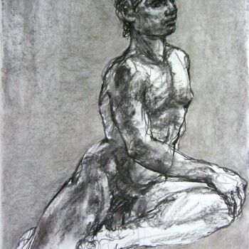 Drawing titled "fusain 50/65 2012 76" by Christian Rolland, Original Artwork, Charcoal