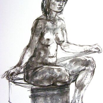 Drawing titled "fusain 50/65 2012 78" by Christian Rolland, Original Artwork, Charcoal