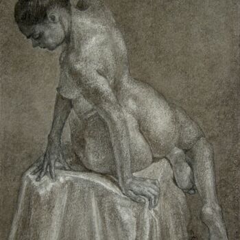 Рисунок под названием "fusain 50/65 2021 7" - Christian Rolland, Подлинное произведение искусства, Древесный уголь