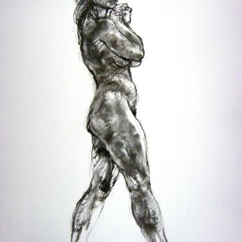 Drawing titled "fusain 50/65 2012 92" by Christian Rolland, Original Artwork, Charcoal