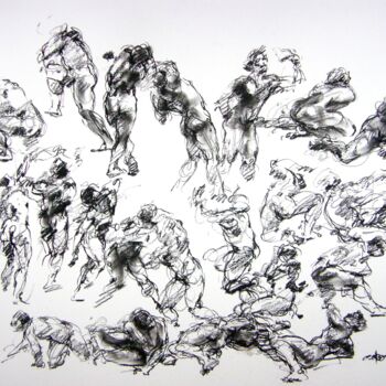 Drawing titled "fusain 50/65 2012 95" by Christian Rolland, Original Artwork, Charcoal