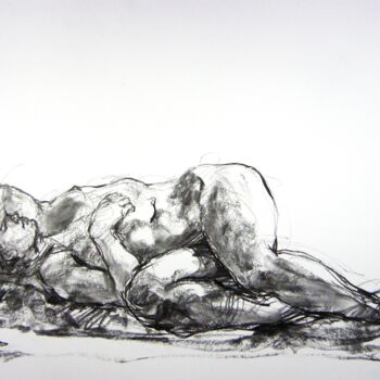 Desenho intitulada "fusain 50/65 2012 1…" por Christian Rolland, Obras de arte originais, Carvão