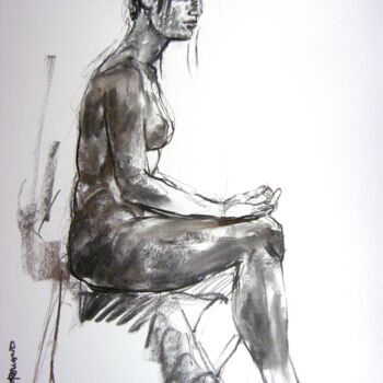 Drawing titled "fusain 50/65 2012 1…" by Christian Rolland, Original Artwork, Charcoal