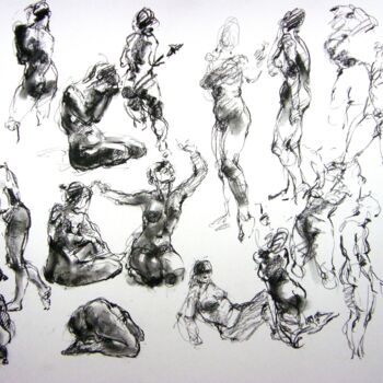 Drawing titled "fusain 50/65 2012 1…" by Christian Rolland, Original Artwork, Charcoal