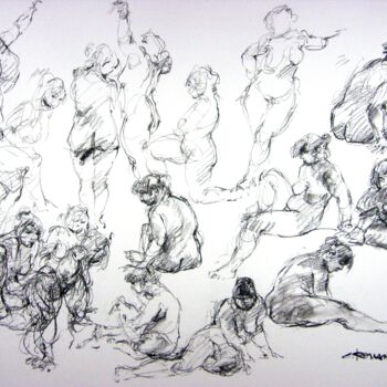 Drawing titled "fusain 50/65 2012 1…" by Christian Rolland, Original Artwork, Charcoal