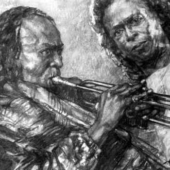Disegno intitolato "portrait jazz 3" da Christian Rolland, Opera d'arte originale, Altro