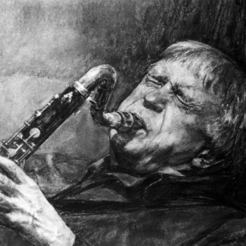 Σχέδιο με τίτλο "portrait jazz 5" από Christian Rolland, Αυθεντικά έργα τέχνης, Άλλος