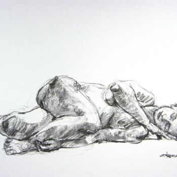Drawing titled "fusain 50/65 2012 41" by Christian Rolland, Original Artwork, Charcoal