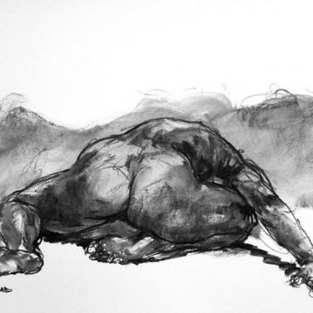 Drawing titled "fusain 50/65 2012 1…" by Christian Rolland, Original Artwork, Charcoal