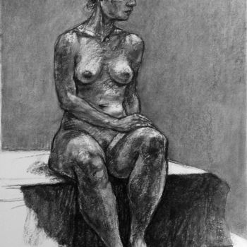 Drawing titled "académie mars 2016 1" by Christian Rolland, Original Artwork, Charcoal